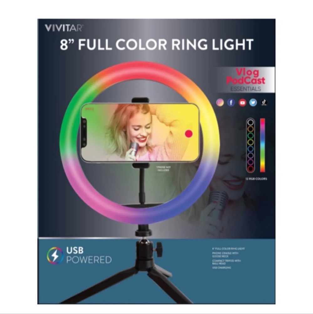 NEW Vivitar 8" Full Color Ring Light